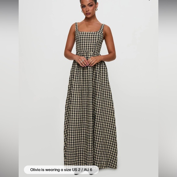 Princess Polly Cartmel Check Maxi Dress in Black and Cream Gingham Cotton - Picture 6 of 9